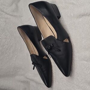 Cole Haan Lady 10.5 B Viola Skimmer Black Leather PointedToe SlipOn Loafors nwob